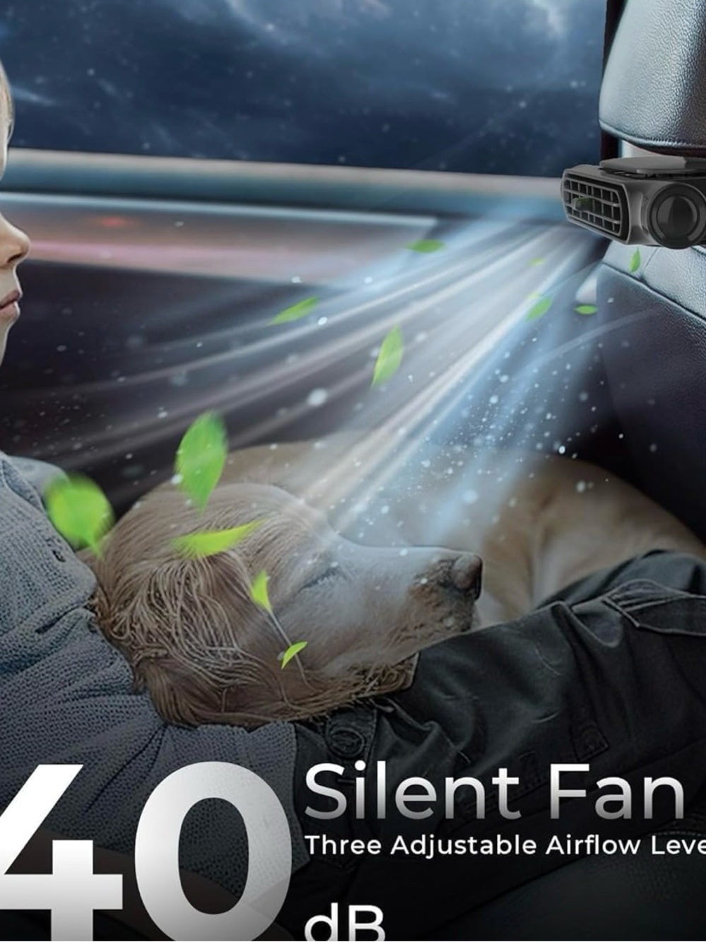 Car Fan for Driver and Passenger's Seat - Mini Portable USB Backseat Cooling - Picture 6 of 9